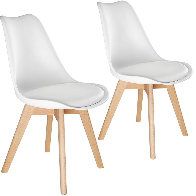 Foto van Tectake - 2 eetkamerstoelen friederike - wit - 403810