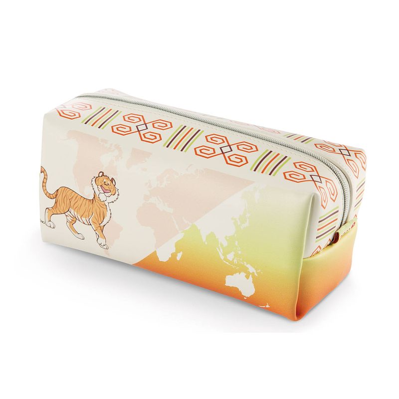 Foto van Nici etui wild friends junior 21 cm polyester oranje/groen