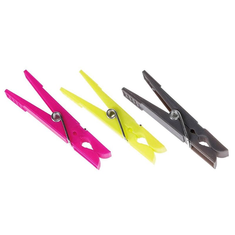 Foto van 24x stuks wasknijpers grijs, lime groen en roze 7,5 cm van kunststof - knijpers