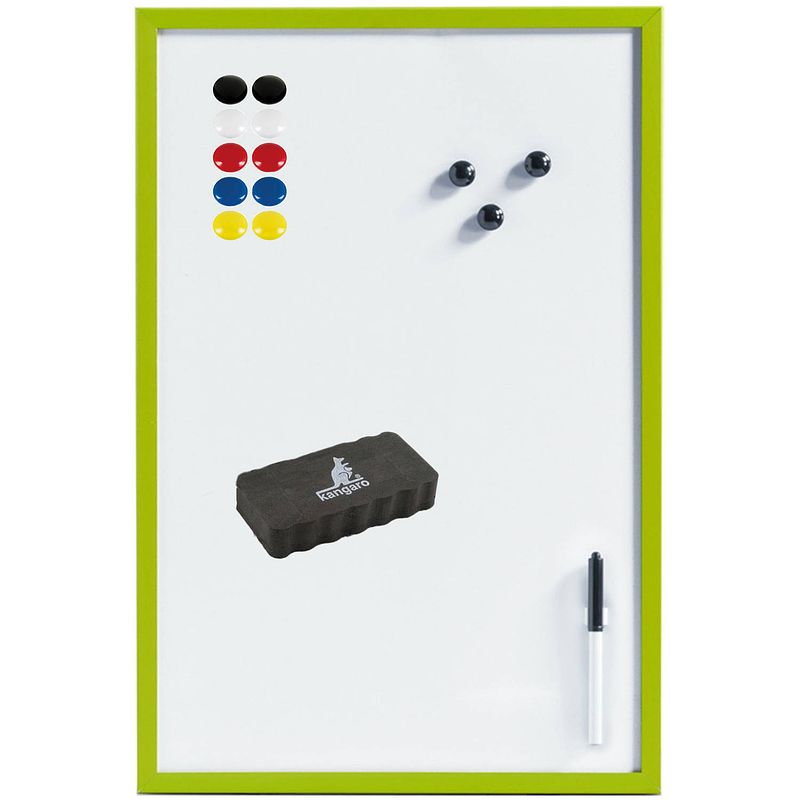 Foto van Magnetisch whiteboard/memobord met marker/wisser/magneten - 40 x 60 cm - groen - whiteboards