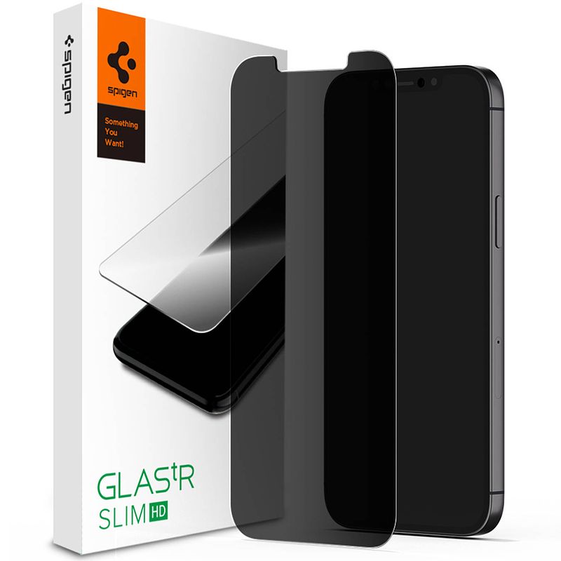 Foto van Spigen glastr privacy screenprotector voor de iphone 12 pro max