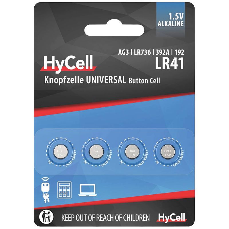 Foto van Lr41 knoopcel alkaline 1.5 v 30 mah hycell ag3 4 stuk(s)