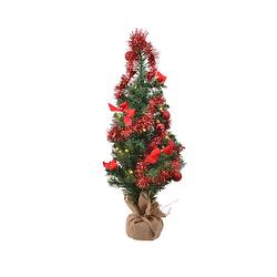 Foto van Everlands - mini kerstboom tafelboom mini d-h-z boom h60 cm-20l groen/rood