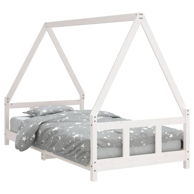 Foto van Vidaxl kinderbedframe 90x190 cm massief grenenhout wit