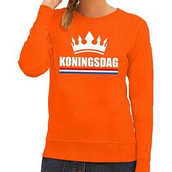 Foto van Oranje koningsdag met een kroon sweater / trui dames - oranje koningsdag kleding xs