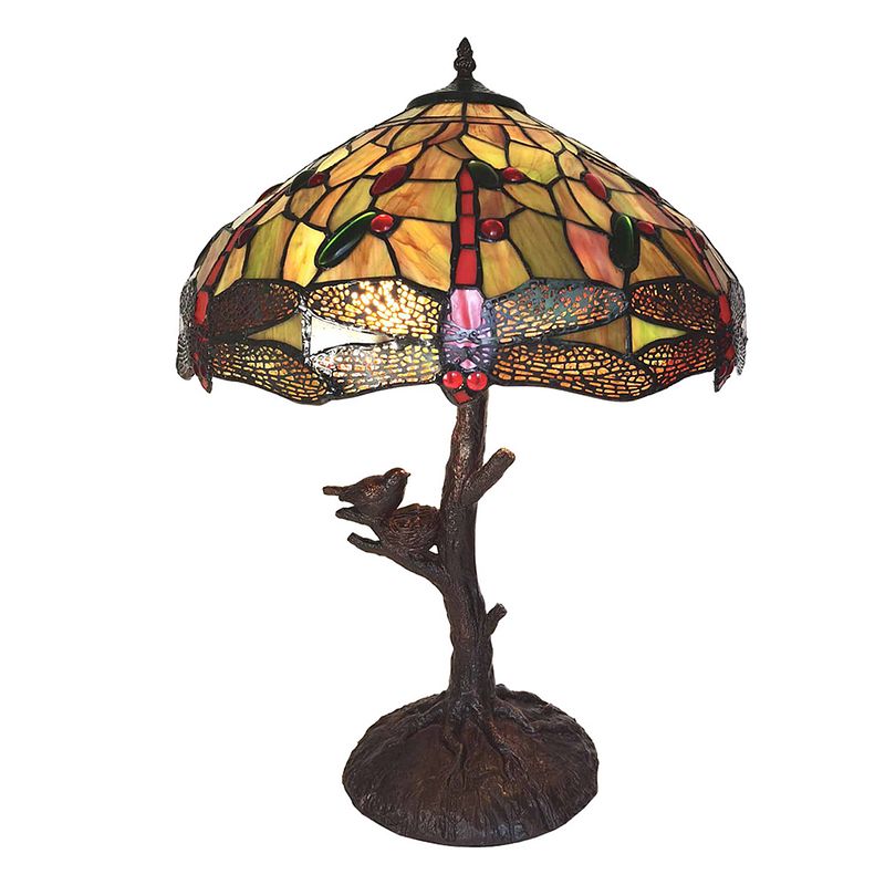 Foto van Haes deco - tiffany tafellamp geel ø 41x57 cm fitting e27 / lamp max 2x60w