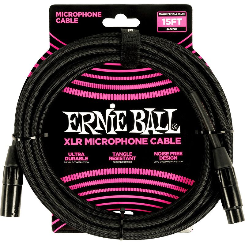 Foto van Ernie ball 6391 microfoonkabel xlr male-xlr female 4.5m zwart