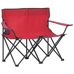 Foto van Vidaxl campingstoel 2-zits inklapbaar staal en stof rood