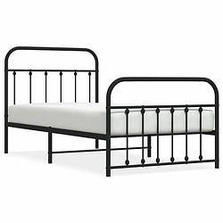 Foto van Vidaxl bedframe met hoofd- en voeteneinde metaal zwart 100x190 cm