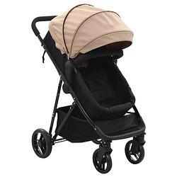 Foto van Vidaxl kinderwagen 2-in-1 staal taupe en zwart