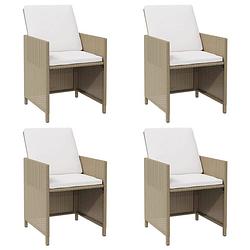 Foto van Vidaxl tuinstoelen 4 st met kussens poly rattan beige