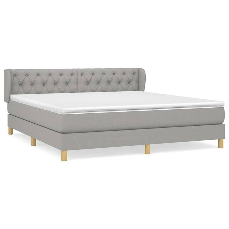 Foto van The living store boxspringbed - comfort - bed - 203 x 163 x 78/88 cm - lichtgrijs