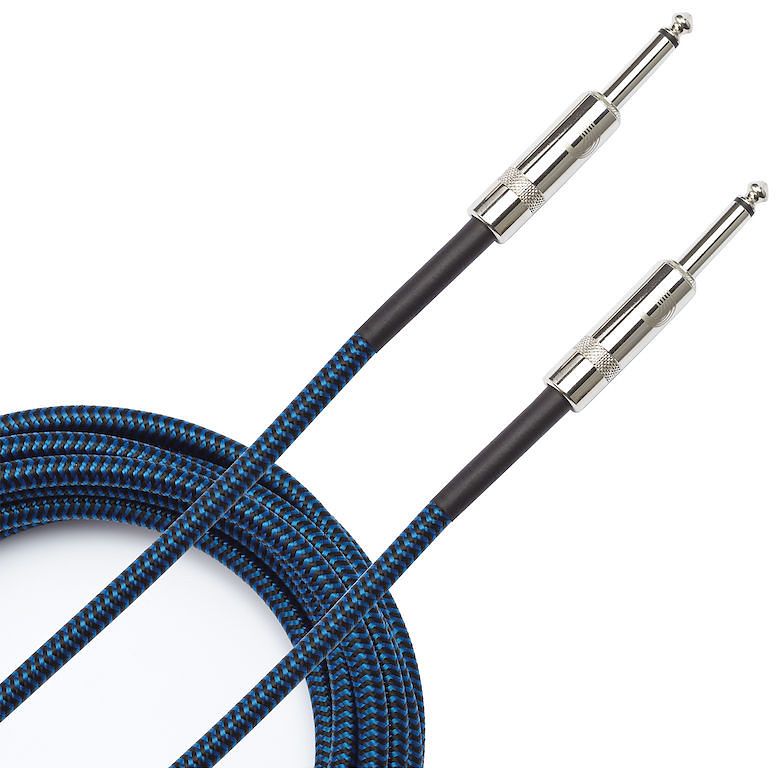 Foto van D'saddario pw-bg-15bu braided instrumentkabel blauw 15ft (4.6 m) recht-recht