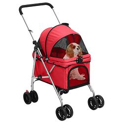Foto van The living store hondenbuggy - comfortabel en draagbaar - rood - 76 x 50 x 100 cm - max - 15 kg