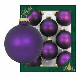 Foto van 8x magic velvet paarse glazen kerstballen mat 7 cm kerstboomversiering - kerstversiering/kerstdecoratie paars