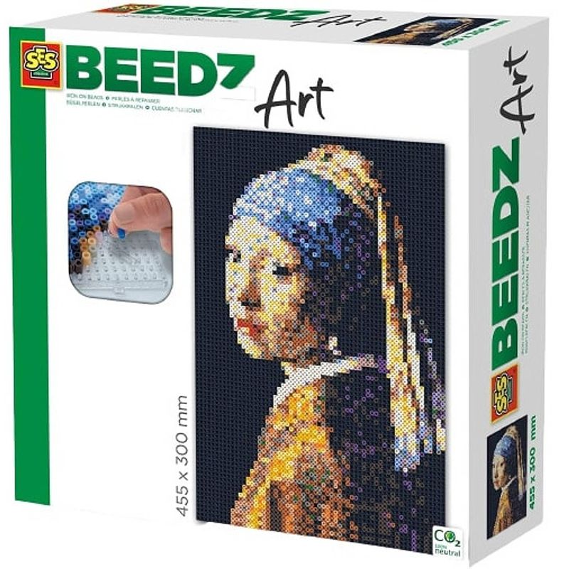 Foto van Ses strijkkraalkunstwerk beedz art vermeer 45,5 cm 9-delig