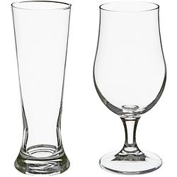 Foto van Bierglazen set - pilsglazen fluitje/bierglazen op voet - 8x stuks - glas - bierglazen