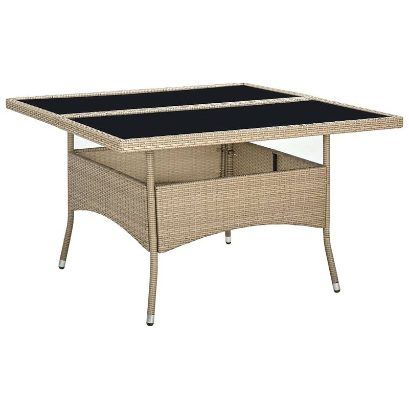 Foto van Vidaxl tuintafel poly rattan en glas beige