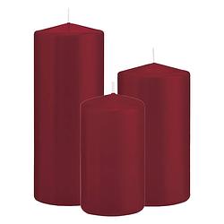 Foto van Stompkaarsen set van 3x stuks bordeaux rood 12-15-20 cm - stompkaarsen