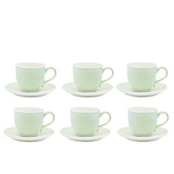 Foto van Kop en schotel greengate alice lichtgroen 225 ml - set van 6 stuks