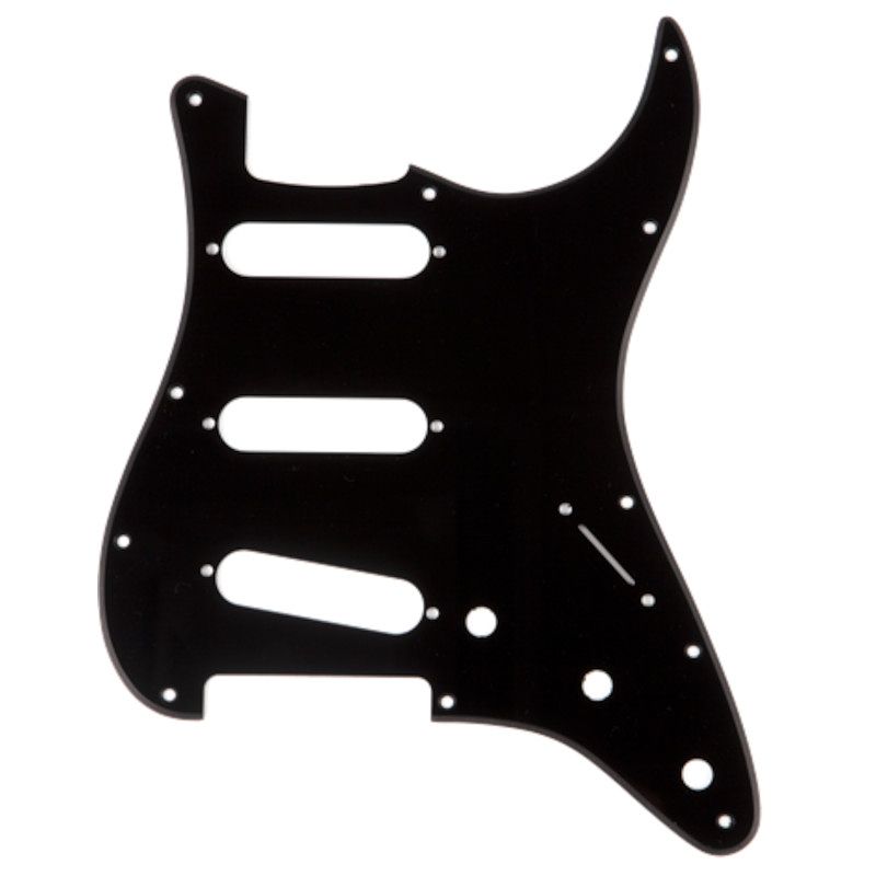 Foto van Fender 11-hole modern 1-ply stratocaster s-s-s pickguard black slagplaat voor fender stratocaster