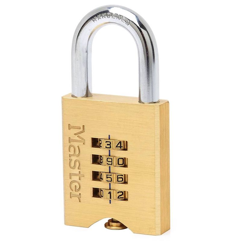 Foto van Master lock combinatie hangslot 50 mm massief messing 651eurd