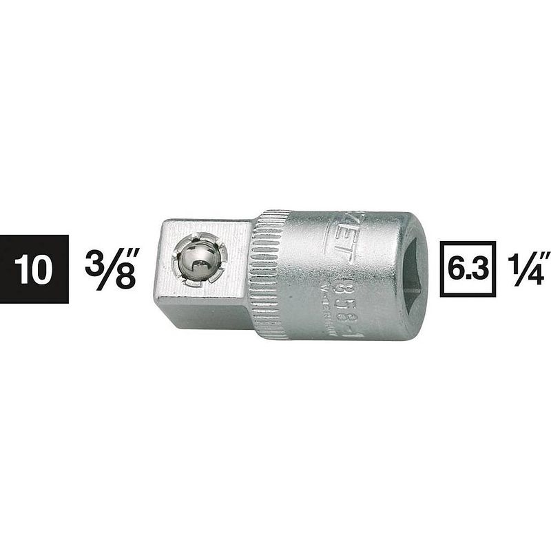 Foto van Hazet 858-1 dopsleuteladapter aandrijving 1/4 (6.3 mm) uitvoering 3/8 (10 mm) 26.5 mm 1 stuk(s)