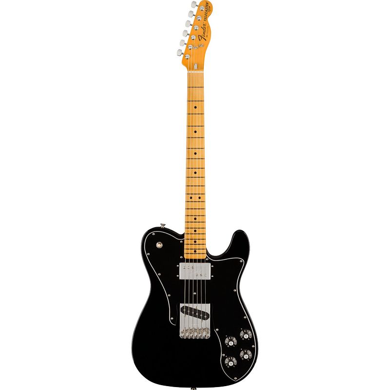 Foto van Fender american vintage ii 1977 telecaster custom black mn elektrische gitaar met koffer