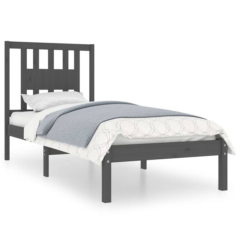 Foto van Vidaxl bedframe massief grenenhout grijs 90x200 cm