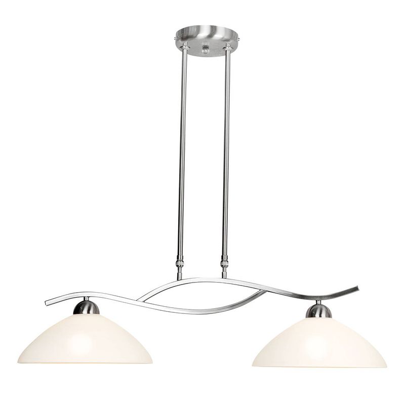 Foto van Klassieke hanglamp - steinhauer - glas - klassiek - e27 - l: 80cm - voor binnen - woonkamer - eetkamer - zilver