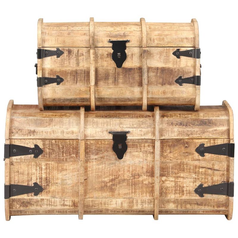 Foto van The living store opbergkisten - hout - set van 2 - 50x26x29 cm en 70x34x36 cm - massief mangohout