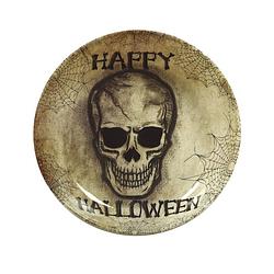 Foto van Halloween trick or treat snoepschaal - doodshoofd - kunststof - 32 cm - feestdeurdecoraties