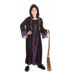 Foto van Halloween - tovenaar cape kinderen/halloween verkleedkleding zwart/paars voor kids 140 - 8-10 jr - carnavalskostuums