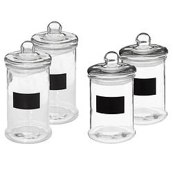 Foto van Set met 4x glazen voorraadpotten 1,2l en 1,6l met krijtvlak - voorraadpot