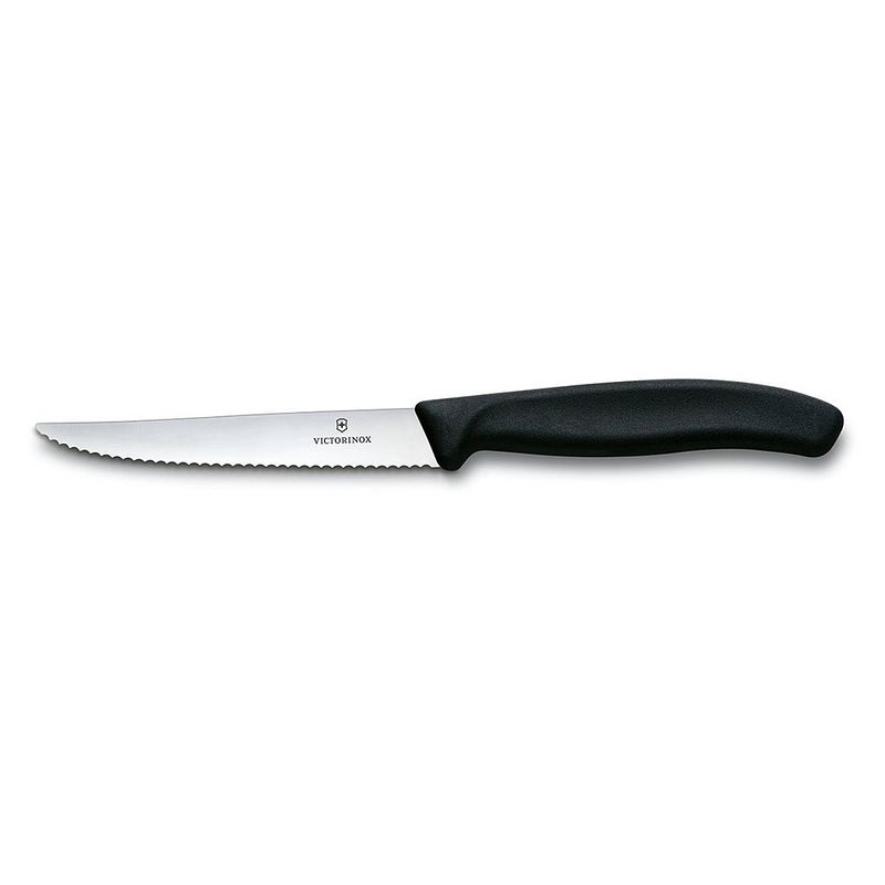 Foto van Victorinox steakmes swiss classic - zwart - gekarteld - 11 cm