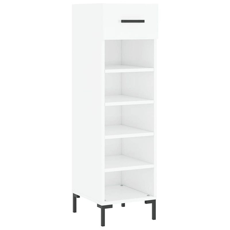 Foto van The living store schoenenkast - elegant - 30x35x105 cm - hoogglans wit