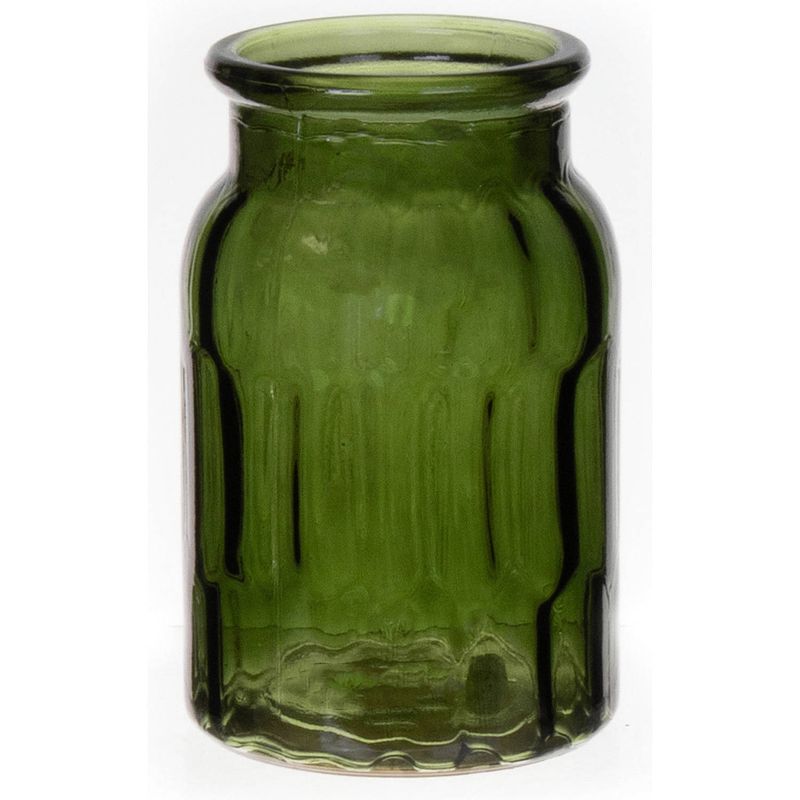 Foto van Bloemenvaas klein - groen - transparant glas - d10 x h16 cm - vazen