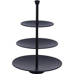 Foto van Zwarte etagere 3-laags rvs 36 cm - hightea/tapas/hapjes/amuses presenteren/serveren