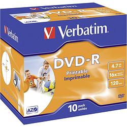 Foto van Verbatim 43521 dvd-r disc 4.7 gb 10 stuk(s) jewelcase bedrukbaar