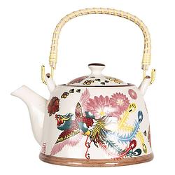 Foto van Haes deco - chinese theepot - porselein - bonte paradijsvogel - theepot 800 ml - traditioneel theeservies, theekan