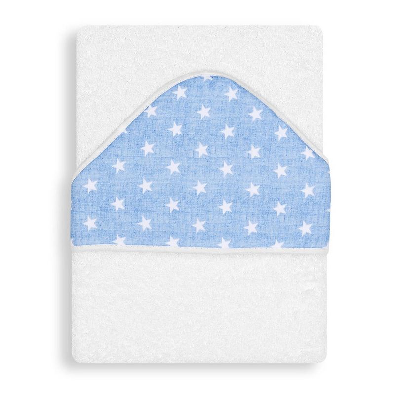 Foto van Interbaby handdoek sterren 100 x 100 cm katoen wit/blauw