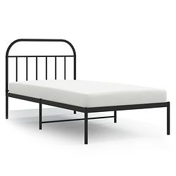 Foto van Vidaxl bedframe met hoofdbord metaal zwart 107x203 cm