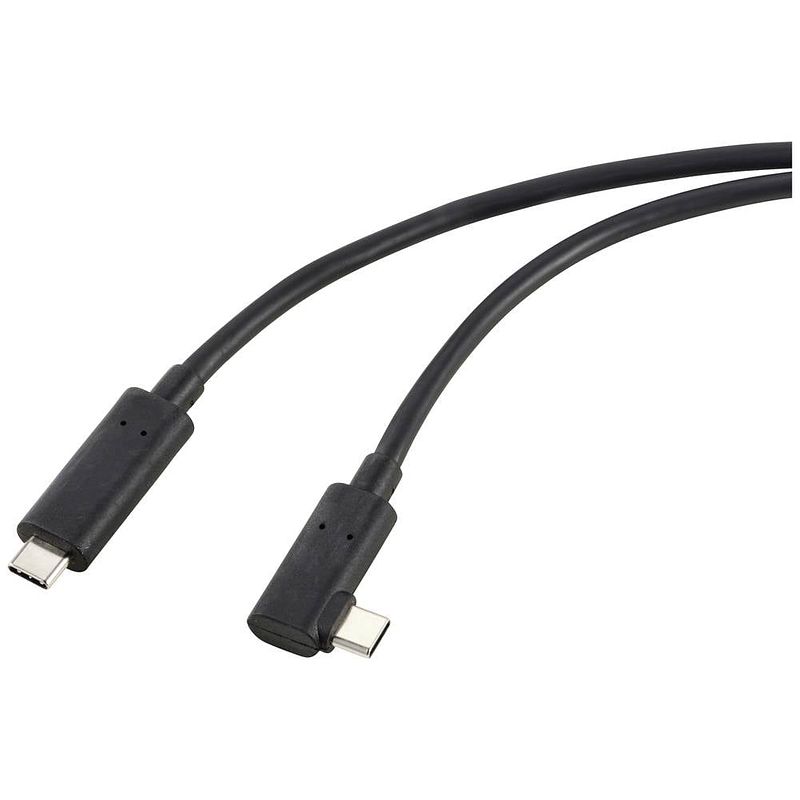 Foto van Renkforce glasvezel usb-c-displaykabel usb 3.2 gen2 usb-c stekker haaks, één zijde 10.00 m zwart rf-5625884