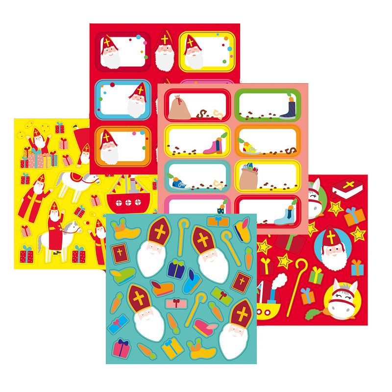 Foto van Sinterklaas cadeau stickers - naam stickers - 5 vellen - feeststickers