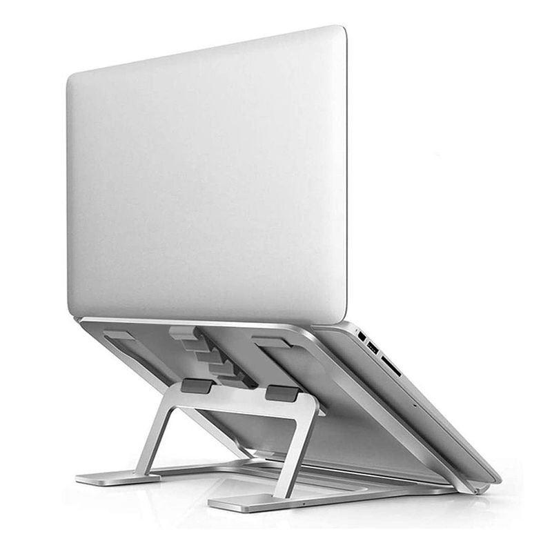 Foto van Laptop standaard aluminium - lichtgewicht - tabletsteun - zilver