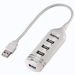 Foto van Hama usb 2.0 hub 1:4 bus-powered usb hub wit