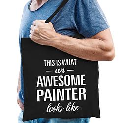 Foto van Awesome painter / schilder cadeau tas zwart voor heren - feest boodschappentassen