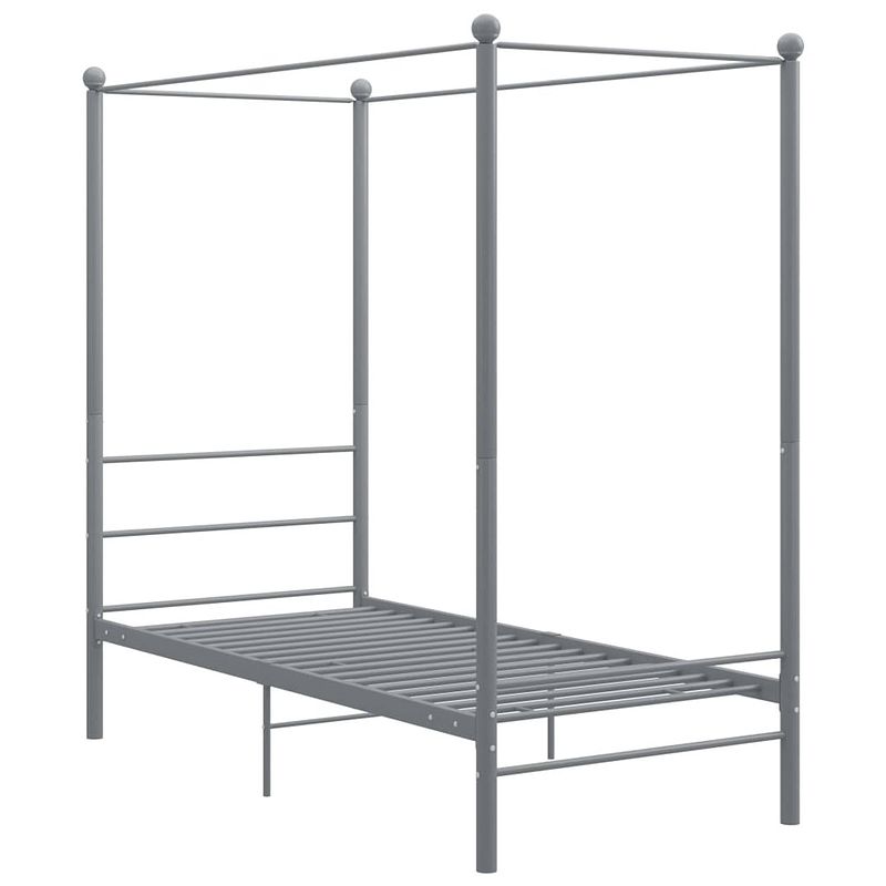 Foto van The living store bedframe - slim design - metaal - grijs - 208x106x201 cm - geschikt voor 100x200 cm matras - montage