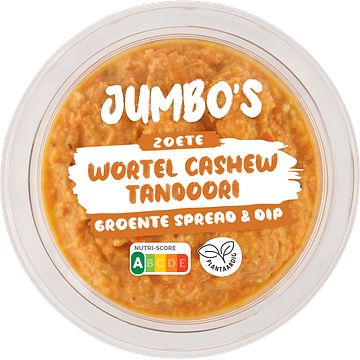 Foto van Jumbo'ss zoete wortel cashew tandoori groente spread & dip 150 g