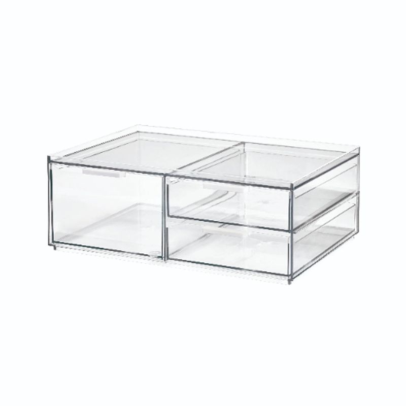 Foto van Idesign - make-up organizer, 3 lades, breed, 30.5 x 20.3 x 11.4 cm, transparant - idesign sarah tanno collection